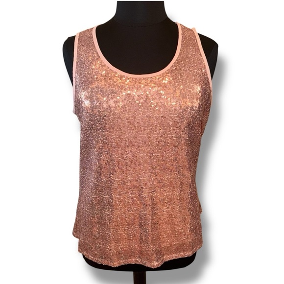 NWT LANE BRYANT Sequin Knit & Woven Tank - Rose Gold 18/20 - Picture 2 of 16